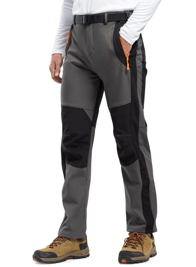 Rdruko Men's Snow Ski Pants Waterproof Insulated Winter Outdoor Snowboard Hiking Fleece Pants with Belt, Steel Gray, L - Image 2