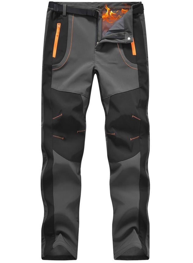 Rdruko Men's Snow Ski Pants Waterproof Insulated Winter Outdoor Snowboard Hiking Fleece Pants with Belt, Steel Gray, L - Image 1