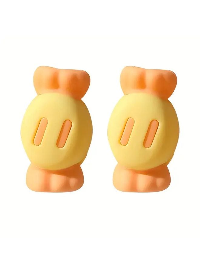 قطعتان علبة سيليكون واقية لشاحن البيانات برسوم كرتونية برتقالية منظّم تخزين 2 في 1 - Image 1