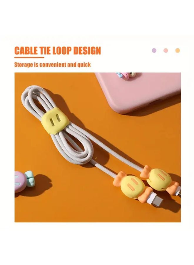 قطعتان علبة سيليكون واقية لشاحن البيانات برسوم كرتونية برتقالية منظّم تخزين 2 في 1 - Image 5