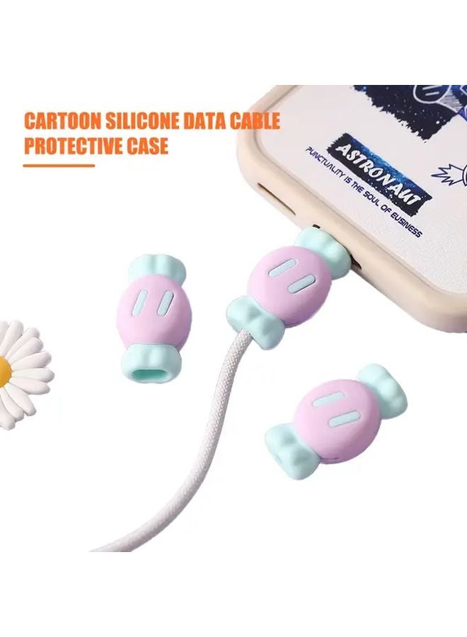 قطعتان علبة سيليكون واقية لشاحن البيانات برسوم كرتونية برتقالية منظّم تخزين 2 في 1 - Image 2