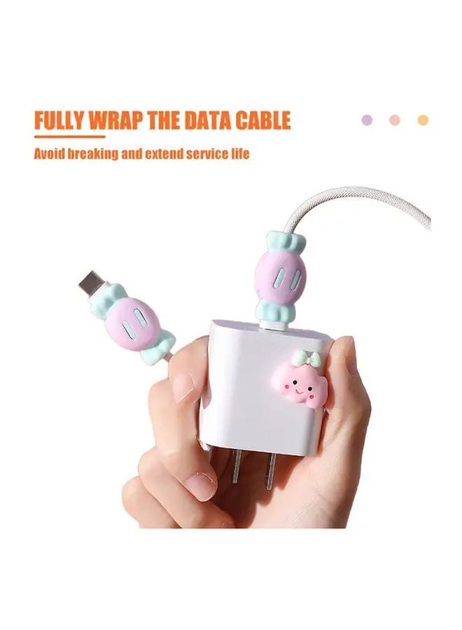 قطعتان علبة سيليكون واقية لشاحن البيانات برسوم كرتونية برتقالية منظّم تخزين 2 في 1 - Image 4