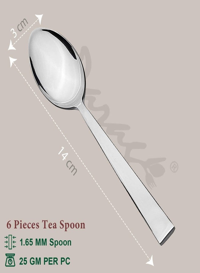 Parage 6 Piece Stainless Steel Tea Spoon Set for Tea, Coffee, Sugar & Spices, Small Spoons, Silver, Thickness: 1.8mm, Length: 14.5 cm - Image 2