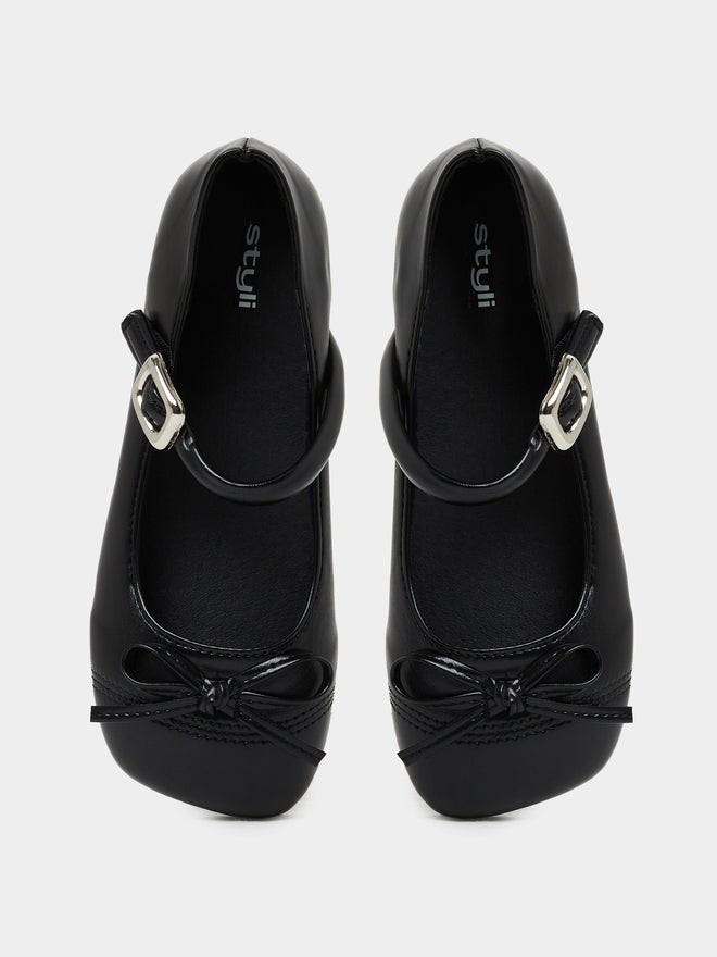 Styli Teen Girls Bow Detail School Shoes - Image 5