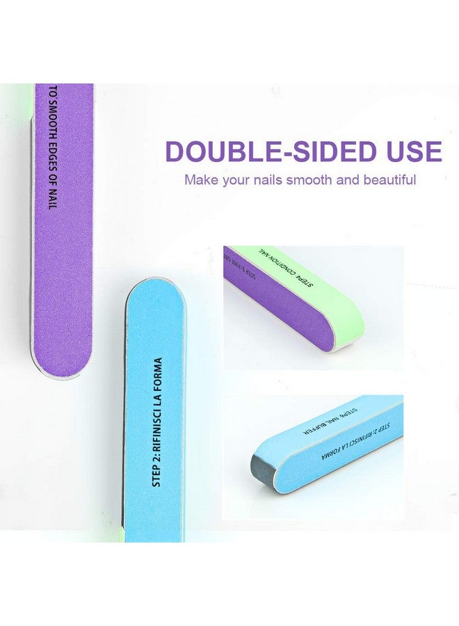 ماي كرييت ® 10 قطع من مبردات الأظافر، مجموعة مبردات أظافر احترافية، مبردات أظافر منحنية، 100/180 حبيبات مزدوجة الجوانب من ورق الصنفرة، أدوات مانيكير للاستخدام في المنزل وفي الصالون (أزرق) - Image 3