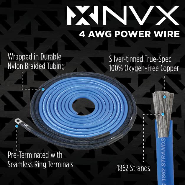 NVX True 4 Gauge AWG 100% OFC Amplifier Wiring Kit Without RCA Cable - XAPK4 - Image 2