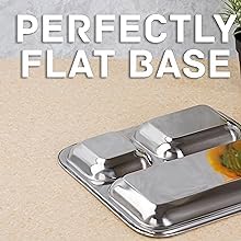 MESHIV مجموعة MESHIV من 1 صحن عشاء من الفولاذ المقاوم للصدأ مع قسم للأطفال، أطباق مقسمة/مجزأة، صحن غداء عشاء إفطار (صحن عشاء صغير 3 في 1 - مجموعة من 1 - مربع) - Image 5