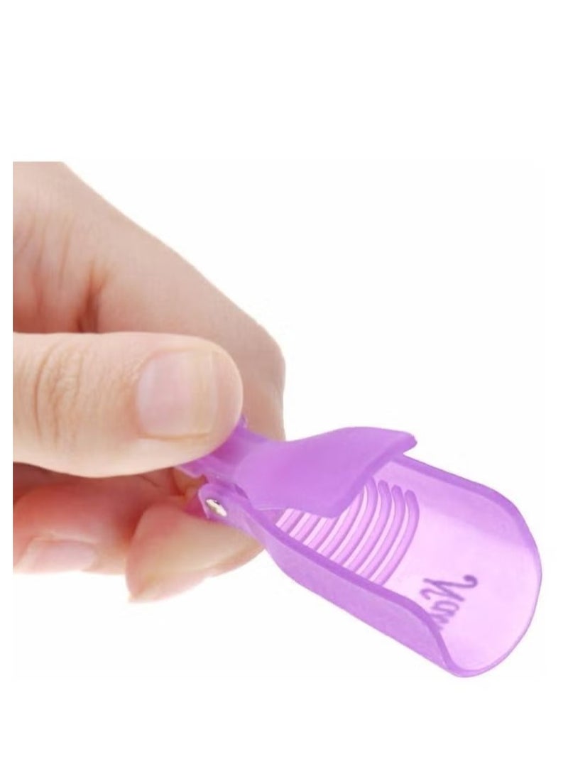 ORiTi 10 Pieces Reusable Plastic Acrylic Nail Art Soak Off Cap Clip UV Gel Polish Remover Cap Clips Manicure Tool Purple - Image 3