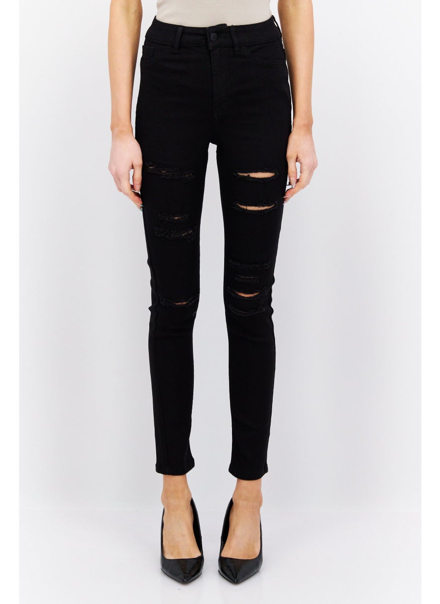 Don't Call Me Jennyfer - Women Skinny Fit Rip Non,Stretchable Denim Jeans, Black - Image 1