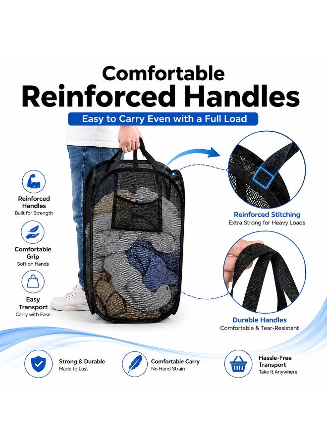 Lukadah Collapsible Mesh Laundry Hamper with Handles, Foldable Pop Up Laundry Basket, Large Capacity Clothes Storage Bin with Front Pocket, Portable Laundry Organizer for Bedroom, Bathroom, Dorm, Nursery & Home, 1 Piece, Multicolor Available - Image 5