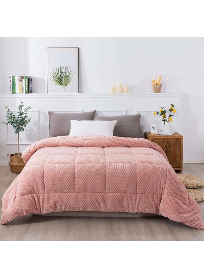 KASENTEX Super Ultra Sof Luxury Plush Sherpa Comforter, Cozy Reversible Fleece - Goose Down Alternative, Machine Washable Bedding, Sunset Rose Pink, Twin/Twin XL Size - Image 4