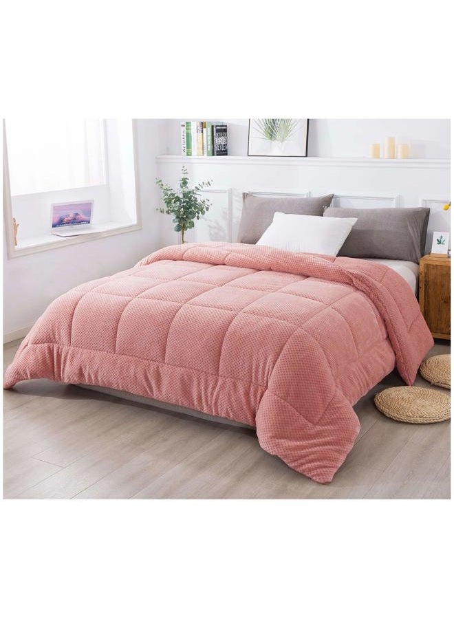 KASENTEX Super Ultra Sof Luxury Plush Sherpa Comforter, Cozy Reversible Fleece - Goose Down Alternative, Machine Washable Bedding, Sunset Rose Pink, Twin/Twin XL Size - Image 1