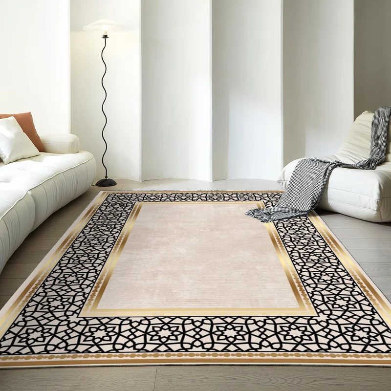 فايند Washable Carpet Kitchen Non-Slip Dod Base Stain-Proof Home Carpet Gold