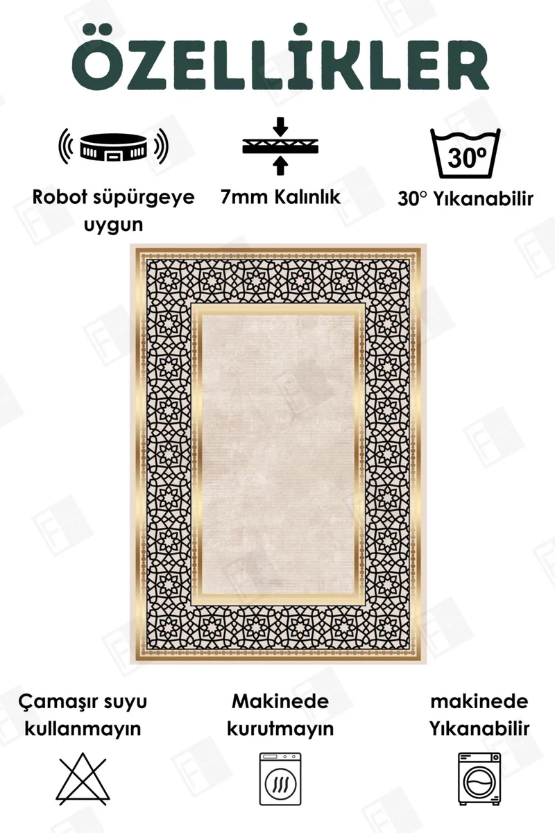 فايند Washable Carpet Kitchen Non-Slip Dod Base Stain-Proof Home Carpet Gold