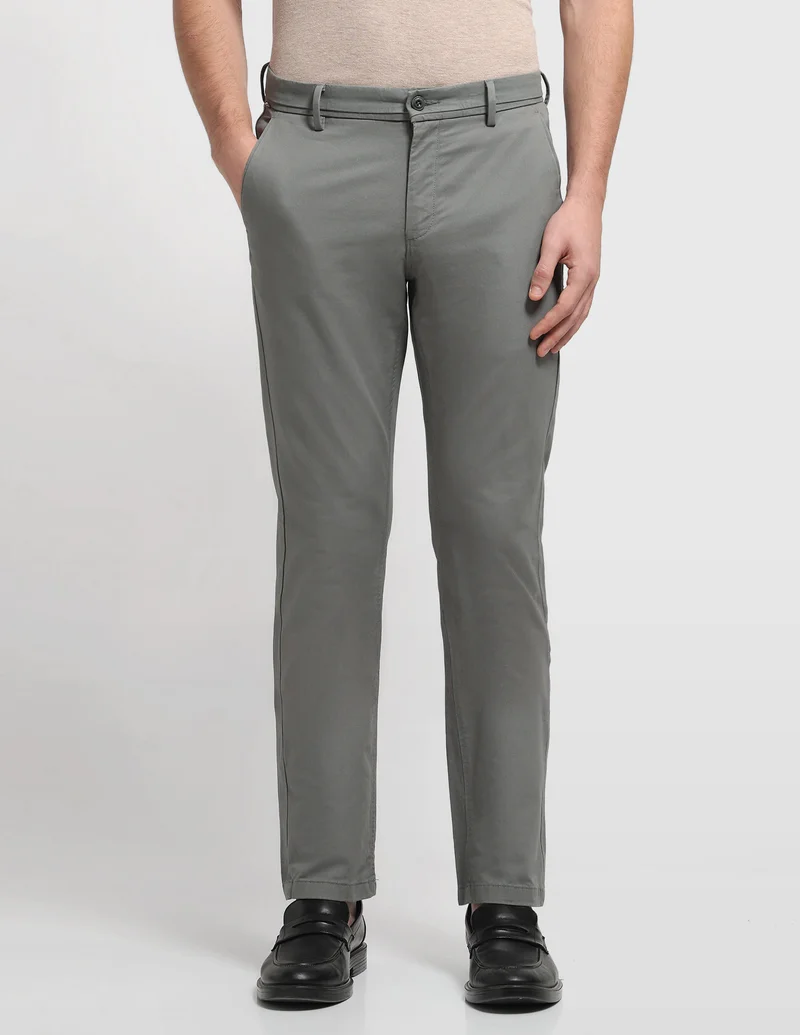 Arrow Stone Hudson Regular Fit Solid Trousers for Men | Best Price UAE