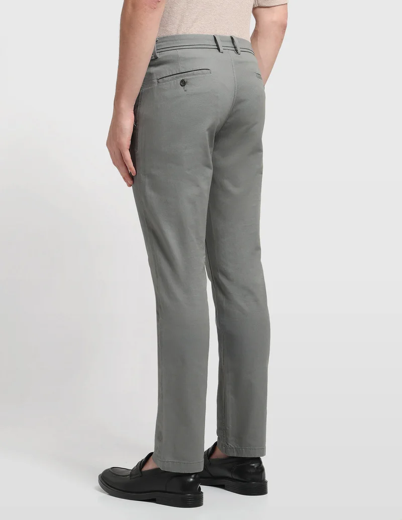 Arrow Stone Hudson Regular Fit Solid Trousers for Men | Best Price UAE