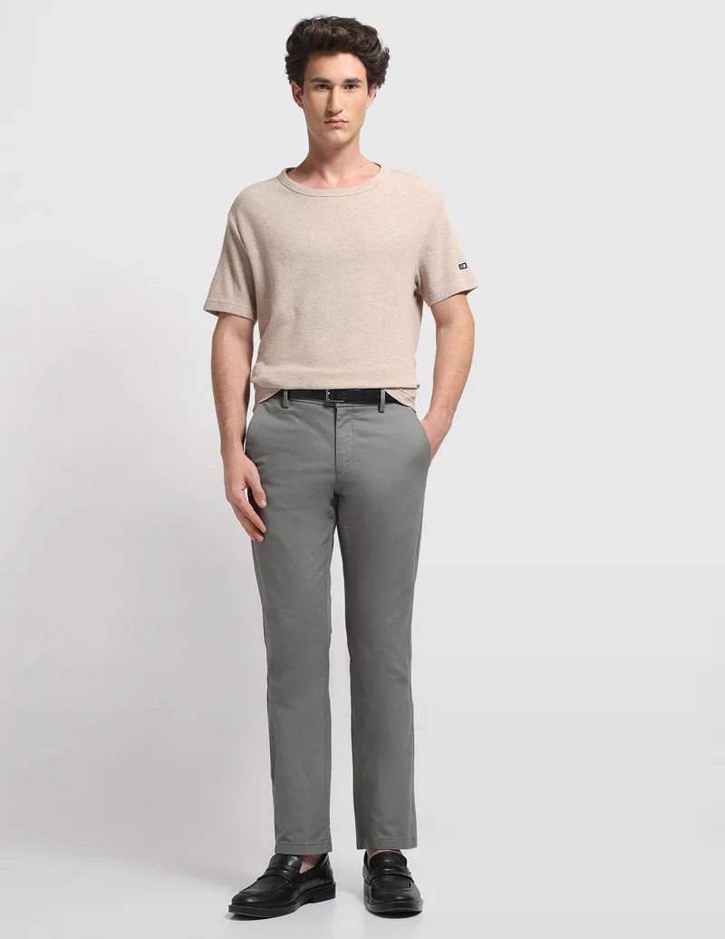 Arrow Stone Hudson Regular Fit Solid Trousers for Men | Best Price UAE