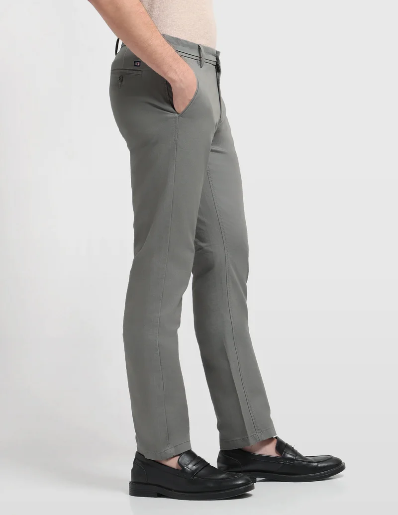 Arrow Stone Hudson Regular Fit Solid Trousers for Men | Best Price UAE