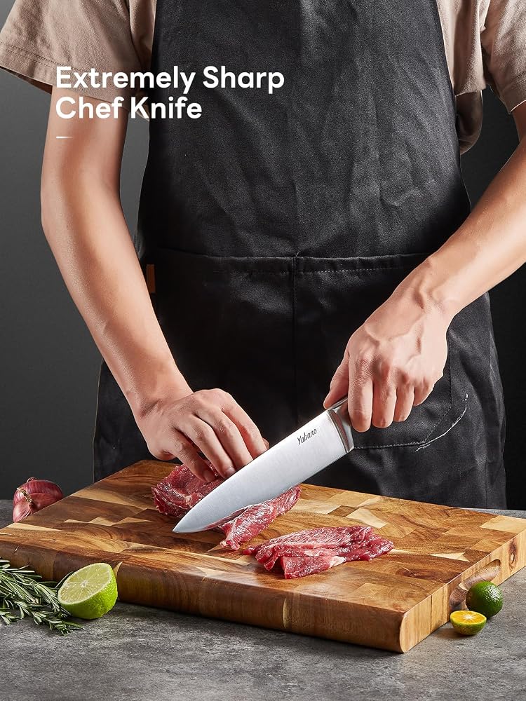 Yabano Knife Block Set, 7 Piece Kitchen Knife Set Stainless Steel with Integrated Sharpener, Professional Kitchen Knife Set with Scissors Block, Sharp Knives for Home - Image 3