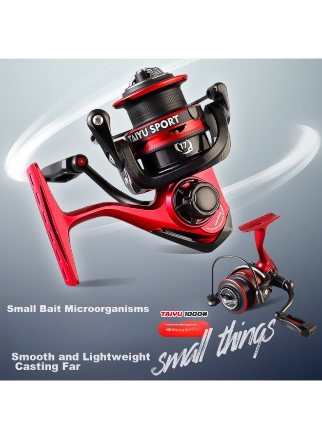 Taiyu Metal Micro Spinning Reel, High-speed Ratio 6.2:1, Diagonal Spout, Shallow Line Cup 1000#, Load Relief Alarm Fishing Reel - Image 1