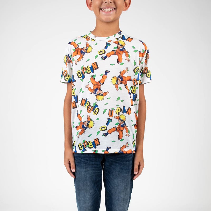 Bioworld Naruto Uzumaki Crew Neck Short Sleeve 4pk Boy's Tees-Small Multicolored - Image 2