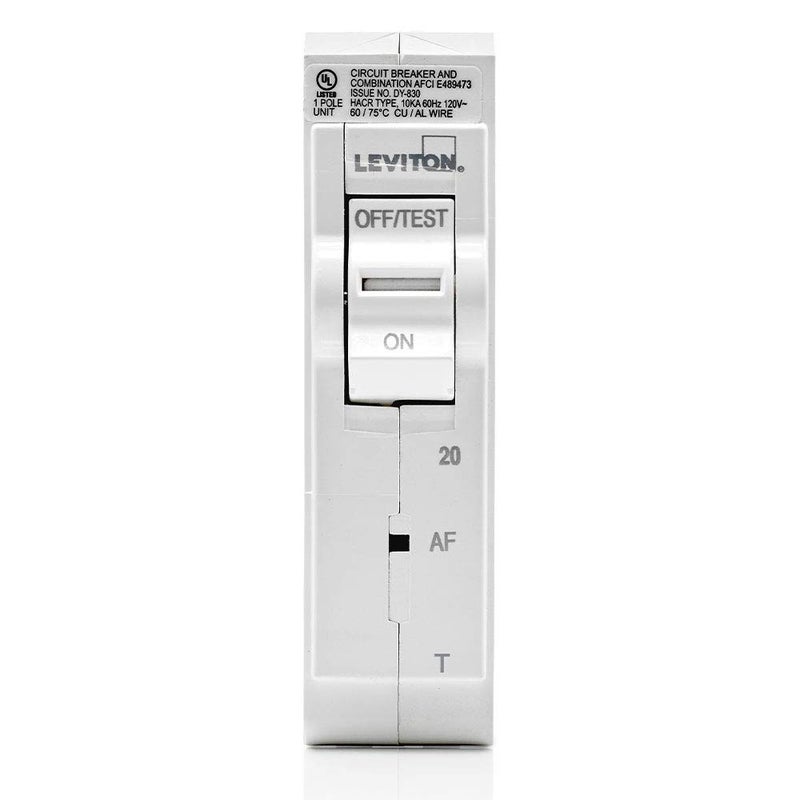 Leviton LB120-AFT 20A 1-Pole Plug-On AFCI Branch Circuit Breaker, Thermal Magnetic, 120V, White - Image 2