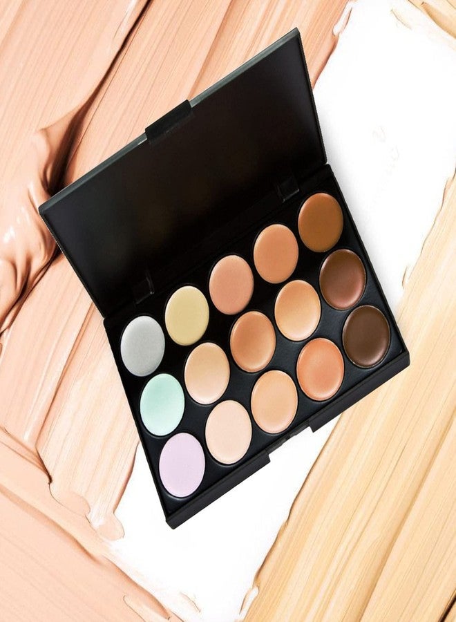 LELE Matte Finish 15 Colors Contour Face Cream Makeup Concealer Palette + Oval Make up Brush - Image 3