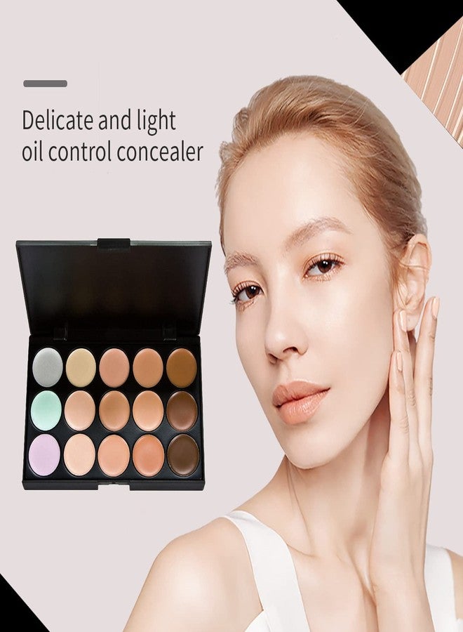 LELE Matte Finish 15 Colors Contour Face Cream Makeup Concealer Palette + Oval Make up Brush - Image 4