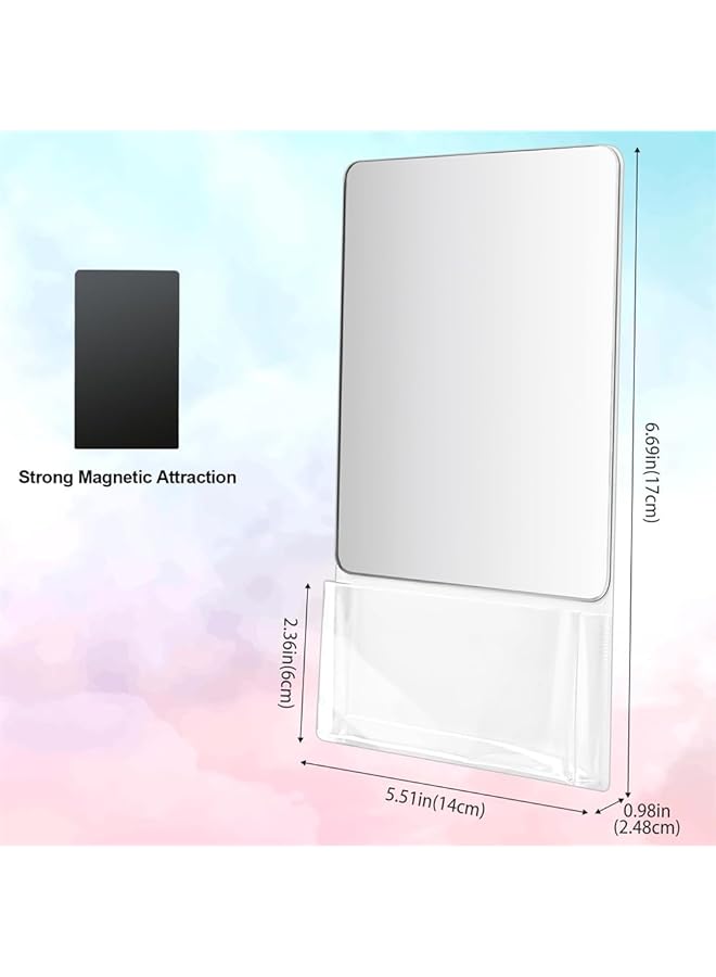 erorex Magnetic Locker Mirror 6.69 Inch X 5.51 Inch Real Glass Mirror With Holder Bag And Magnetic Backing For Coat Lockers School Locker Household Refrigerator Office Cabinet  - Image 5