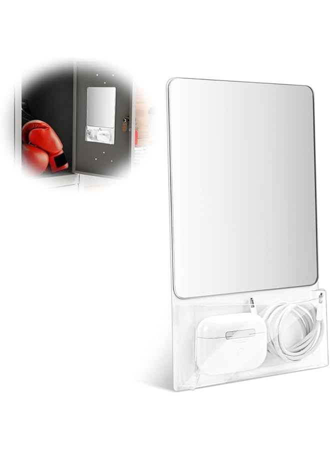 erorex Magnetic Locker Mirror 6.69 Inch X 5.51 Inch Real Glass Mirror With Holder Bag And Magnetic Backing For Coat Lockers School Locker Household Refrigerator Office Cabinet  - Image 1