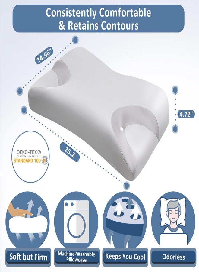 IKSTAR CPAP Pillow for Side Sleeping Relief Neck Shoulder Pain: Neck Support Pillow Reduce Air Leak/Mask Pressure-Memory Foam Pillow with Cooling Pillowcase for Side Back Stomach Sleepers for a Better Sleep - Image 2
