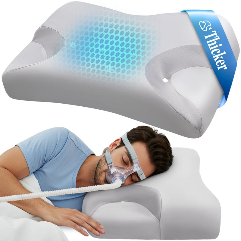 IKSTAR CPAP Pillow for Side Sleeping Relief Neck Shoulder Pain: Neck Support Pillow Reduce Air Leak/Mask Pressure-Memory Foam Pillow with Cooling Pillowcase for Side Back Stomach Sleepers for a Better Sleep - Image 1