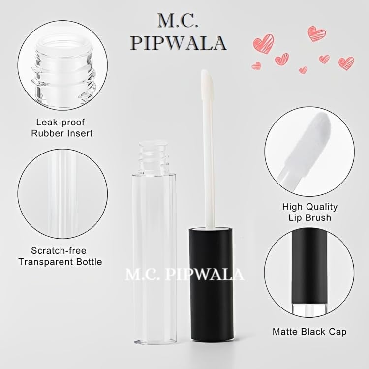 M.C. PIPWALA MC PIPWALA 5 ml Empty Lip Gloss Lip Care Cosmetic Oil Bottles Transparent Empty Clear Lip Containers Tubes Refillable Bottle With Plug Round Acrylic 12 PCS  - Image 5