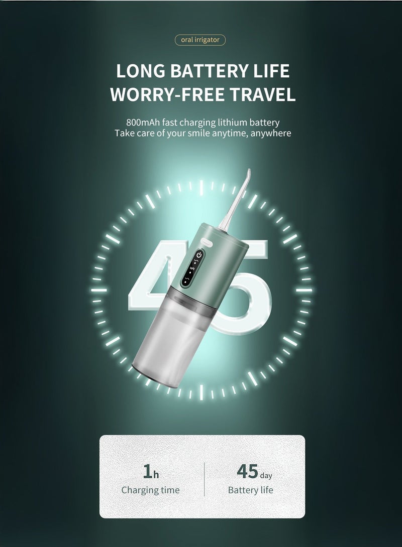 Nonebranded Portable Water Dental Flosser for Teeth Cleaning, Dental Oral Irrigator With 3 Modes, 5 Jet Nozzles, Easy to Carry with Trip, IPX7 Water Resistance, 280ML, Green - Image 5