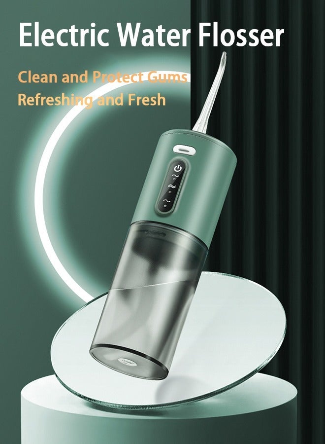 Nonebranded Portable Water Dental Flosser for Teeth Cleaning, Dental Oral Irrigator With 3 Modes, 5 Jet Nozzles, Easy to Carry with Trip, IPX7 Water Resistance, 280ML, Green - Image 2