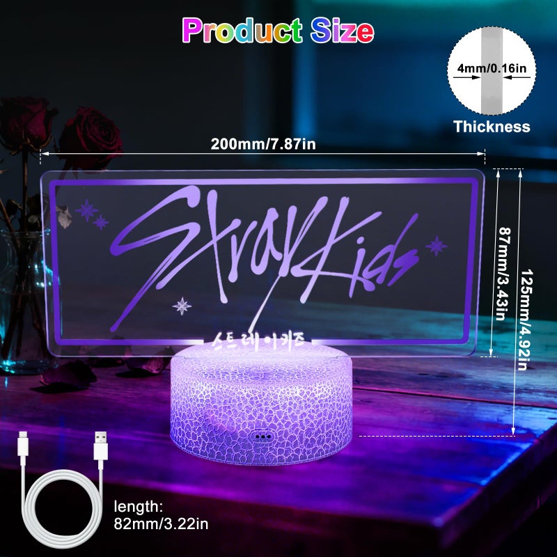 Crazepony Stray LED Night Light 16 Colors Adjustable Night Light with Remote, Suitable for SKZ Stay Fans Gifts, Stray Kids Merch, Room Decor Lamp, Birthday Gifts - Image 4