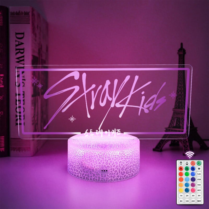 Crazepony Stray LED Night Light 16 Colors Adjustable Night Light with Remote, Suitable for SKZ Stay Fans Gifts, Stray Kids Merch, Room Decor Lamp, Birthday Gifts - Image 1