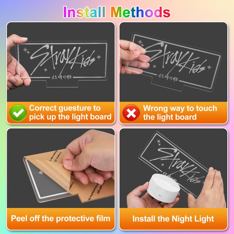 Crazepony Stray LED Night Light 16 Colors Adjustable Night Light with Remote, Suitable for SKZ Stay Fans Gifts, Stray Kids Merch, Room Decor Lamp, Birthday Gifts - Image 5