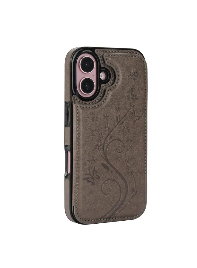 اس-توب جراب لهاتف iPhone 16 Plus مزود بمشبك مزدوج ونقشة فراشة من البولي يوريثان - Image 2