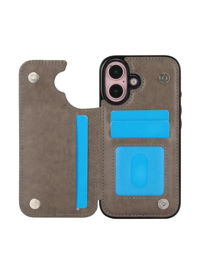 اس-توب جراب لهاتف iPhone 16 Plus مزود بمشبك مزدوج ونقشة فراشة من البولي يوريثان - Image 4