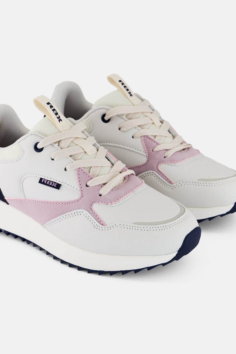 RBX Women Leather Upper Lace Up Outdoor Shoes, Beige - Image 2