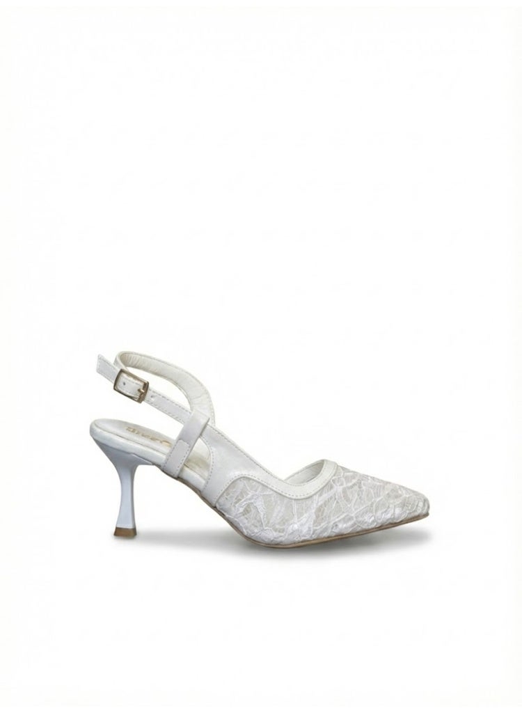 لايف ستيلاش  أحذية كعب دانتيل مع إبزيم F-611 - ابيض - Image 3