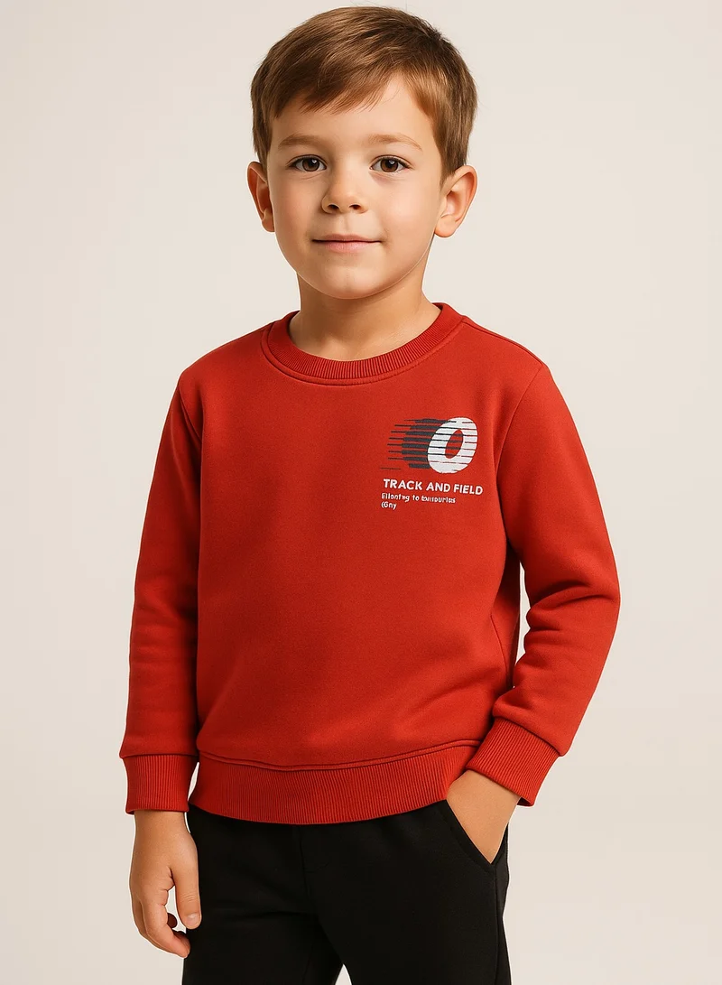 victor and jane Boys' Red "Track &amp; Field" Graphic Sweatshirt