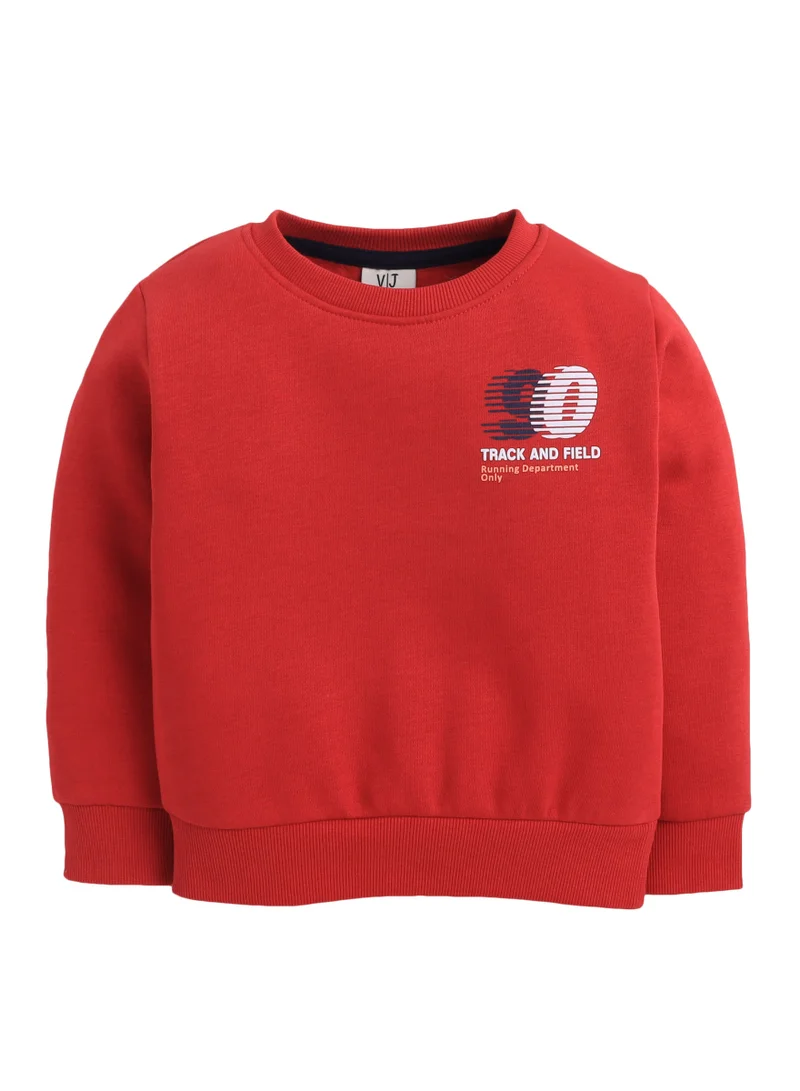 victor and jane Boys' Red "Track &amp; Field" Graphic Sweatshirt
