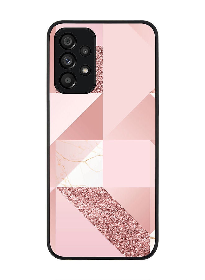 Stylizedd Rugged Black edge case for Samsung Galaxy A73 5G Slim fit Soft Case Flexible Rubber Edges Anti Drop TPU Gel Thin Cover - Marble Pink Geometric - Image 1