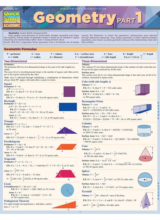 Geometry Part 1: Quickstudy Laminated Reference Guide  - Image 2
