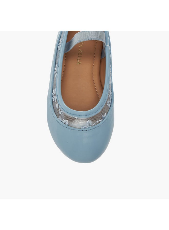 فلورا بيلا من شو إكسبرس حذاء باليرينا مطرز للبنات بشريط مطاطي - Image 4