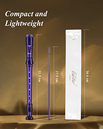 Eastar Soprano Recorder Instrument for Kids Students Beginners, German fingering C Key with Cleaning Kit, Storage Bag, Fingering Chart, ERS-1GPu, Purple, School-Approved - Image 4