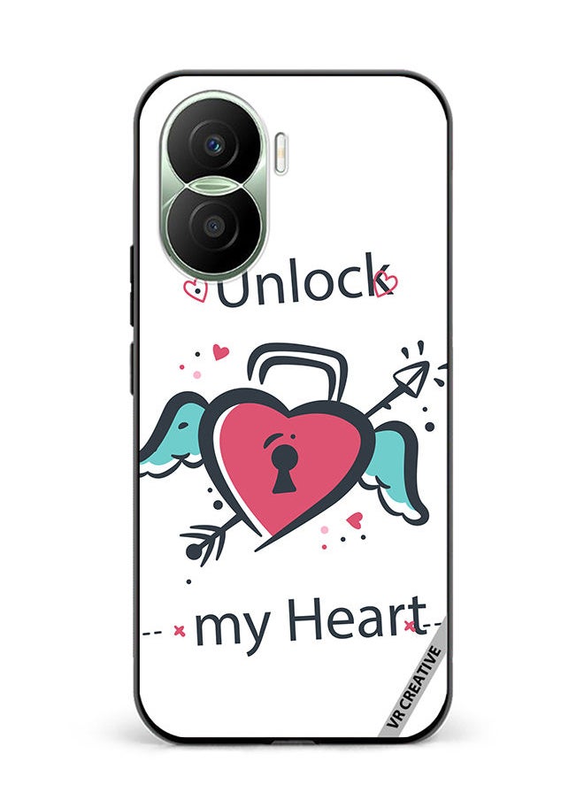VR CREATIVE Protective Case Cover For Honor Play7T Pro Unlock My Heart Design Multicolour  - Image 1
