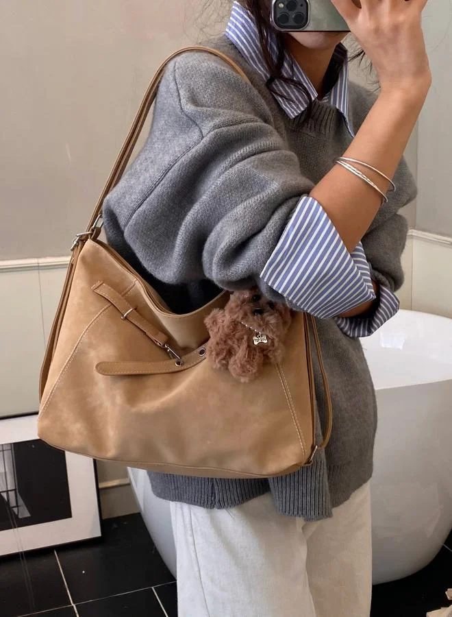 تايك تو Beige Faux Leather Shoulder Bag